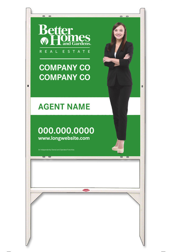 Better Homes and Gardens Real Estate Angloe Iron Frame and Sign Panel Unit, 30"h x 24"w