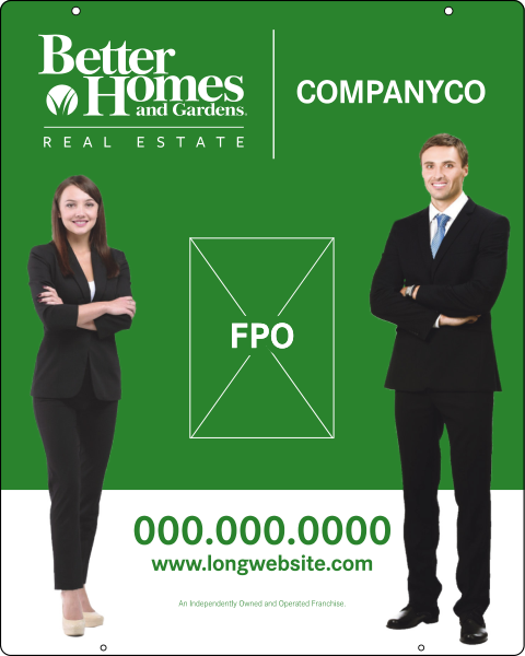 Better Homes and Gardens Real Estate Hanging Sign Panel with grommets, 24 GA steel 30"h x 24"w