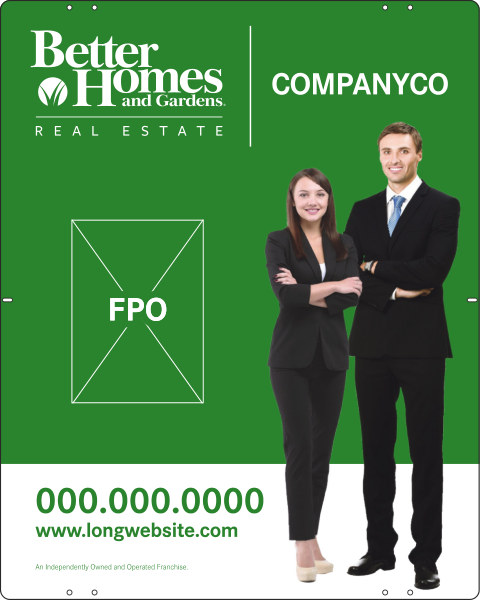 Better Homes and Gardens Real Estate Sign Panel, 24 GA Steel 30"h x 24"w