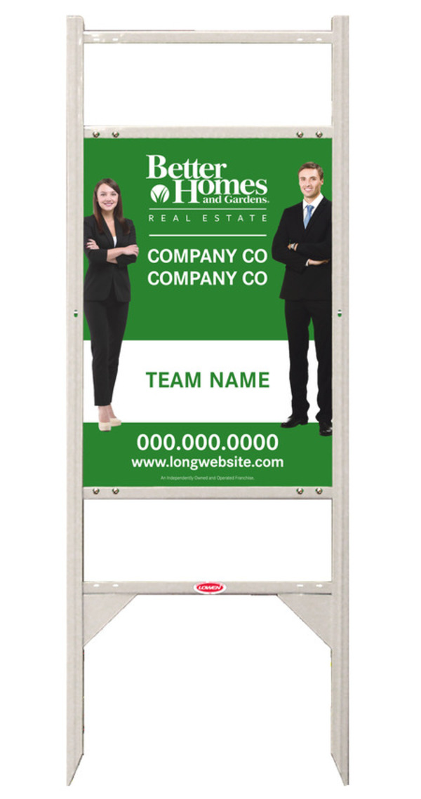 Better Homes and Gardens Real Estate Angle Iron Frame with Two Rider Inserts and Sign Panel Unit, 24"h x 18"w