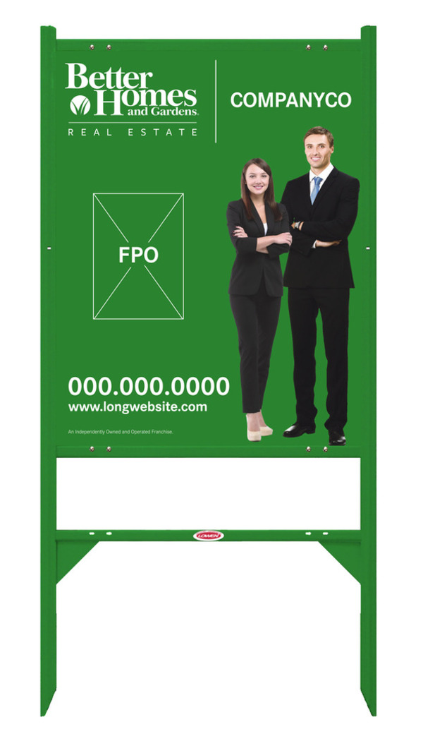 Better Homes and Gardens Real Estate Angle Iron Frame and Sign Panel Unit, 30"h x 24"w, Green