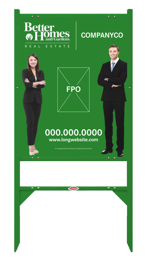 Better Homes and Gardens Real Estate Angle Iron Frame and Sign Panel Unit, 30"h x 24"w, Green