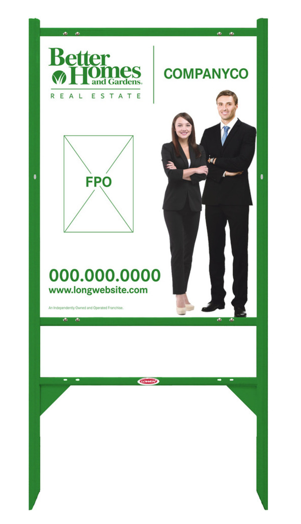 Better Homes and Gardens Real Estate Angle Iron Frame and Sign Panel Unit, 30"h x 24"w, Green