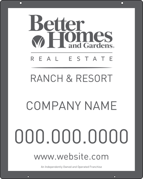 Ranch And Resort Real Estate Hanging Sign Panel With Grommets, 24 GA Steel 30"H X 24"W