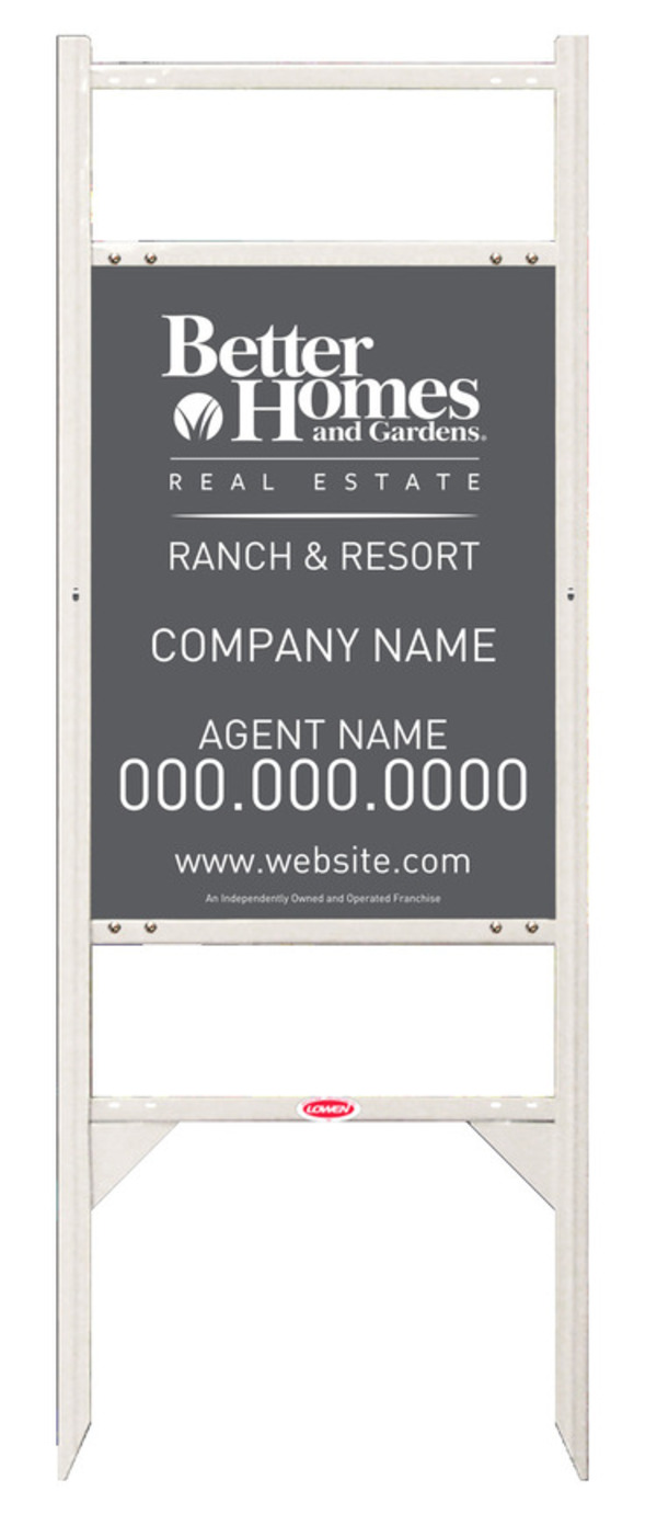 Ranch And Resort Angle Iron Sign Frame And Agent Panel Unit With Two Rider Inserts, 24 GA Steel 24"H X 18"W