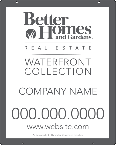 Waterfront Collection Real Estate Hanging Sign Panel With Grommets, 24 GA Steel 30"H X 24"W