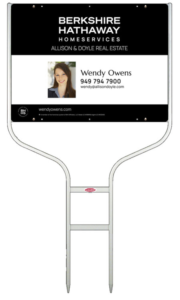 Round Rod Frame And Agent Photo Sign Panel Unit, 18"H X 24"W, Steel