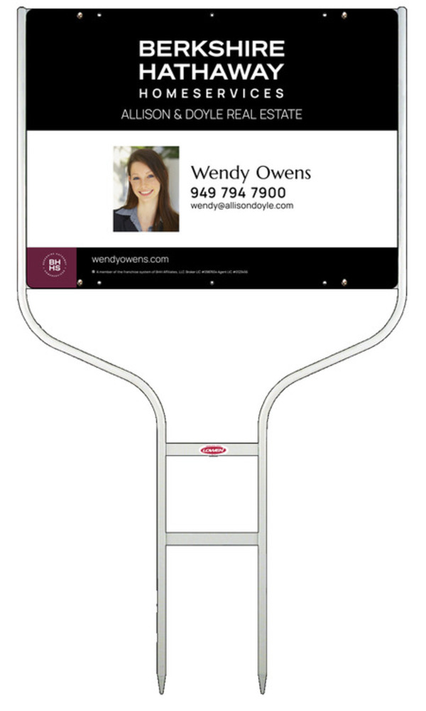 Round Rod Frame And Agent Photo Sign Panel Unit, 18"H X 24"W, Steel