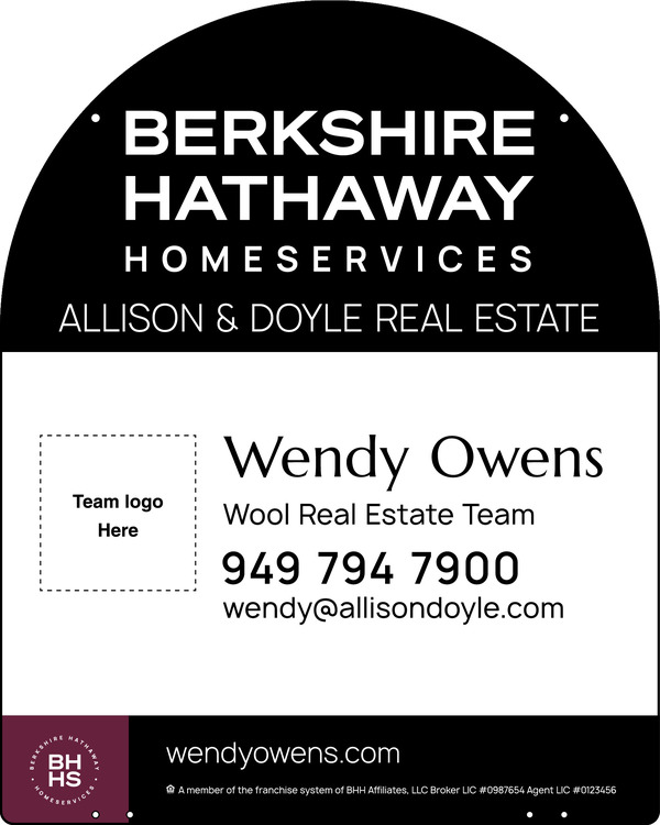 Hanging Yard Arc Top Team Logo Sign Panel, 30"H X 24"W, 3mm Aluminum Composite