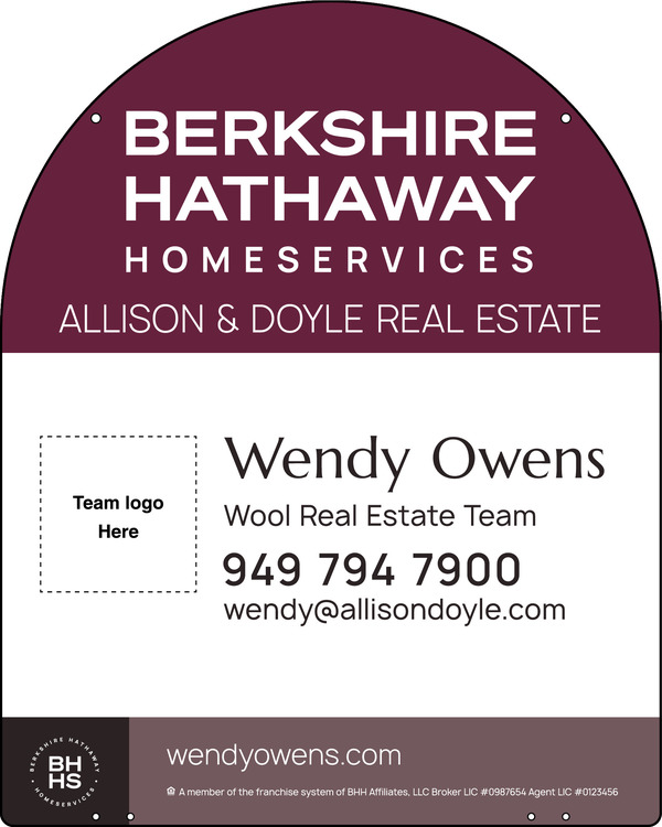 Hanging Yard Arc Top Team Logo Sign Panel, 30"H X 24"W, 3mm Aluminum Composite