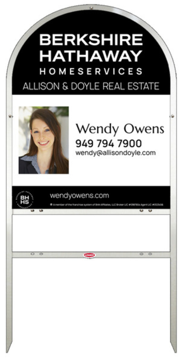 Arc Top Frame W/ 1 Rider Inserts And Agent Photo Sign Panel Unit, 30"H X 24"W, Steel