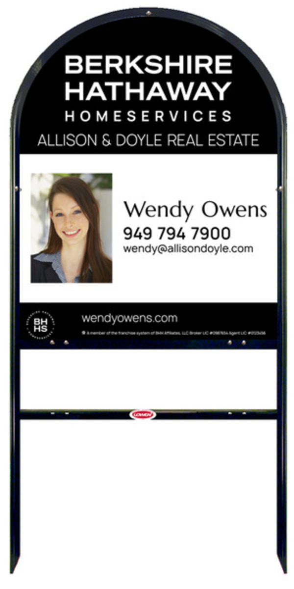 Arc Top Frame W/ 1 Rider Inserts And Agent Photo Sign Panel Unit, 30"H X 24"W, Steel