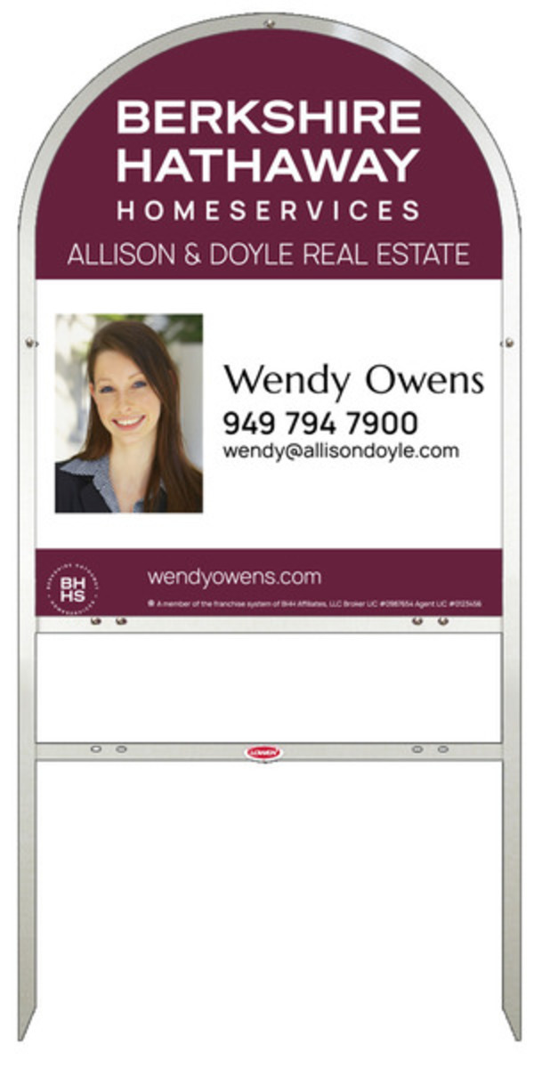 Arc Top Frame W/ 1 Rider Inserts And Agent Photo Sign Panel Unit, 30"H X 24"W, Steel