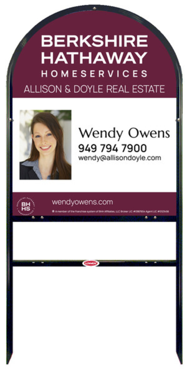 Arc Top Frame W/ 1 Rider Inserts And Agent Photo Sign Panel Unit, 30"H X 24"W, Steel