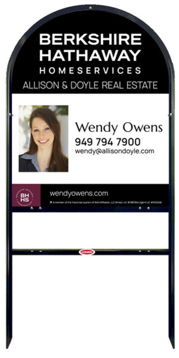 Arc Top Frame W/ 1 Rider Inserts And Agent Photo Sign Panel Unit, 30"H X 24"W, Steel