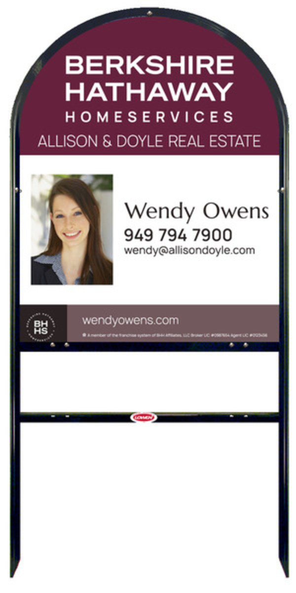 Arc Top Frame W/ 1 Rider Inserts And Agent Photo Sign Panel Unit, 30"H X 24"W, Steel