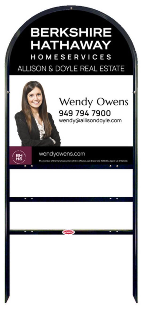 Berkshire Hathaway HomeServices Arc Top Frame w/ 2 rider inserts and Cut Out Photo Sign Panel Unit, 30"h x 24"w, Steel