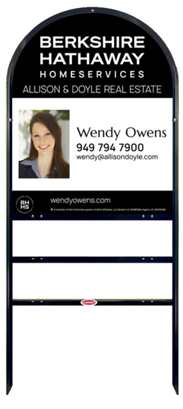 Arc Top Frame W/ 2 Rider Inserts And Agent Photo Sign Panel Unit, 30"H X 24"W, Steel