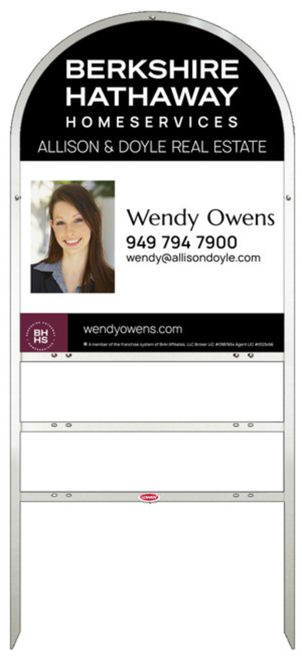 Arc Top Frame W/ 2 Rider Inserts And Agent Photo Sign Panel Unit, 30"H X 24"W, Steel