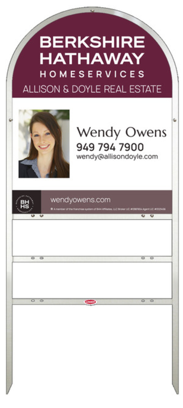 Arc Top Frame W/ 2 Rider Inserts And Agent Photo Sign Panel Unit, 30"H X 24"W, Steel