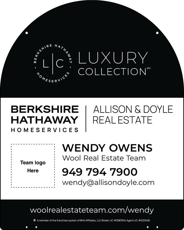 Hanging Arc Top Agent Team Logo Sign Panel, 30"H X 24"W, Steel