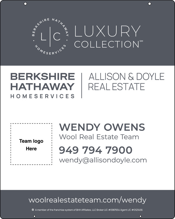 Hanging Agent Team Logo Sign Panel, 30"H X 24"W, Steel