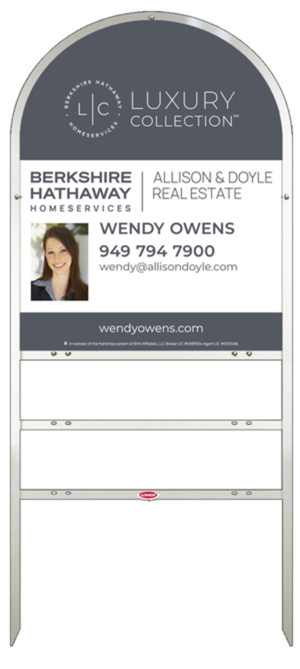 Arc Top Frame W/ 2 Rider Inserts And Agent Photo Sign Panel Unit, 30"H X 24"W, Steel