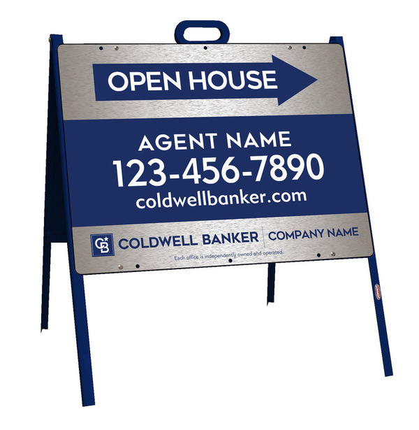 A-Frame And Agent Open House Sign Panel Unit, 18"H X 24"W, Brushed Aluminum Composite