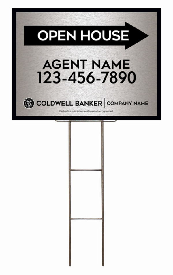Wire H-Stake And Agent Open House Sign Panel Unit, 18"H X 24"W, 4mm Corrugated