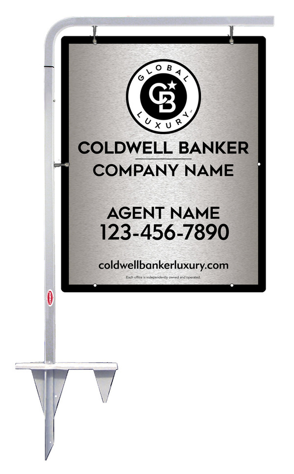 Tubular Stake And Agent Sign Panel Unit, 30"H X 24"W, Brushed Aluminum Composite