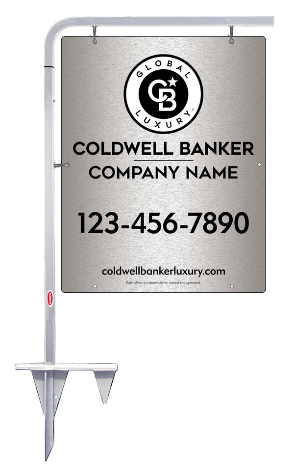 Tubular Stake And Office Sign Panel Unit, 30"H X 24"W, Brushed Aluminum Composite