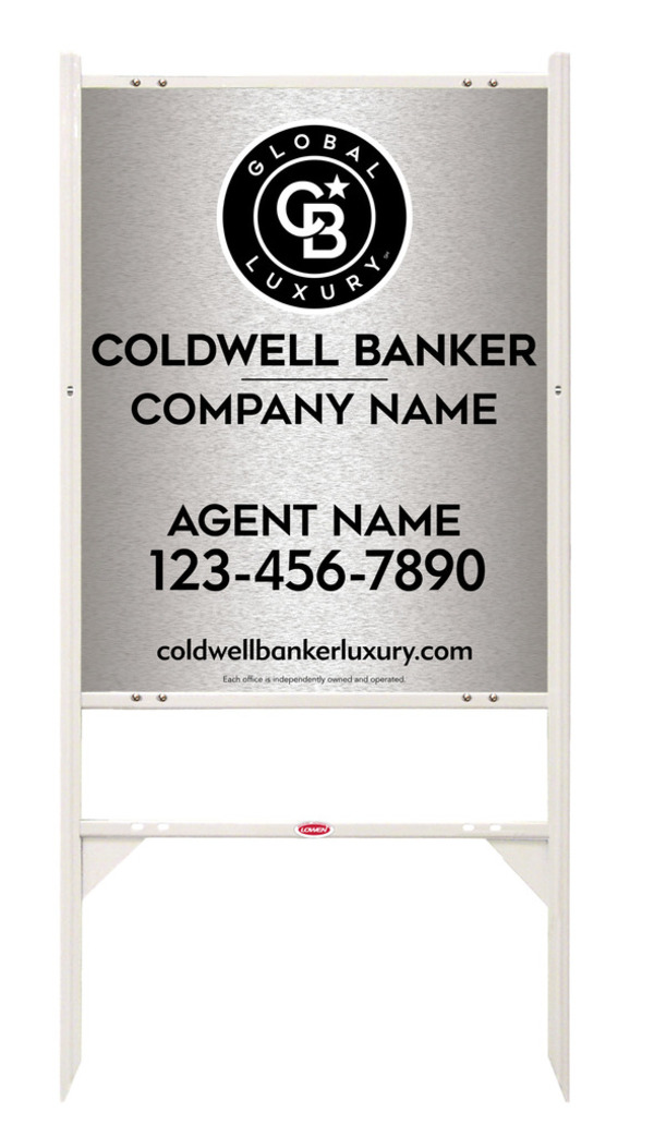 Angle Iron Frame And Agent Sign Panel Unit, 30"H X 24"W, Brushed Aluminum Composite