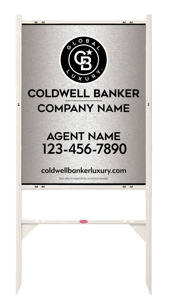 Angle Iron Frame And Agent Sign Panel Unit, 30"H X 24"W, Brushed Aluminum Composite
