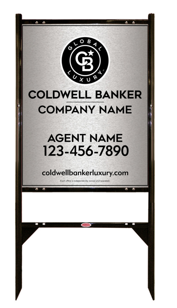 Angle Iron Frame And Agent Sign Panel Unit, 30"H X 24"W, Brushed Aluminum Composite
