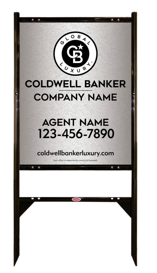 Angle Iron Frame And Agent Sign Panel Unit, 30"H X 24"W, Brushed Aluminum Composite