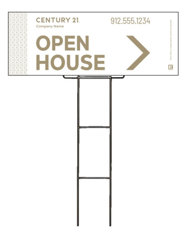 Wire Stake Corrugated Panel Unit Open House 9X24 - Century 21 | Lowen Sign