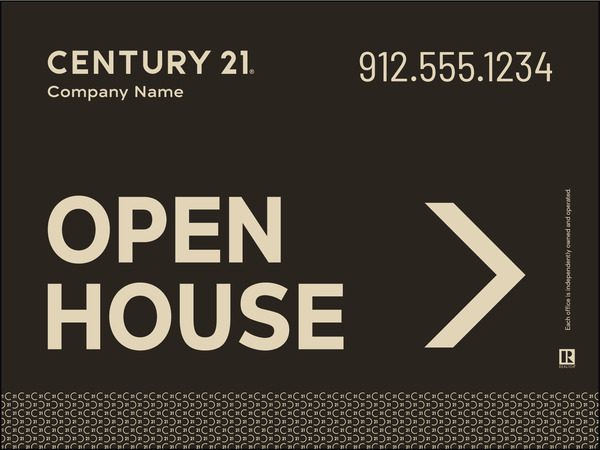 Corrugated Directional Open House Panel 18X24 Gold - Century 21 | Lowen Sign