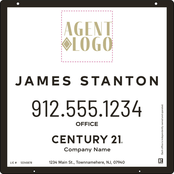 Aluminum Composite Agent Logo Centric Hanging Panel 24X24 - C21