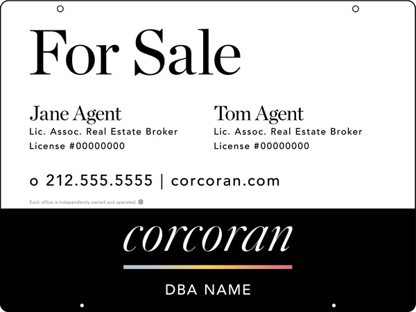 Two Agent Name Hanging Sign Panel, 18"H X 24"W, .063 Aluminum