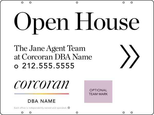 Directional Team Name Open House W/ Team Logo Sign Panel, 18"H X 24"W, Steel