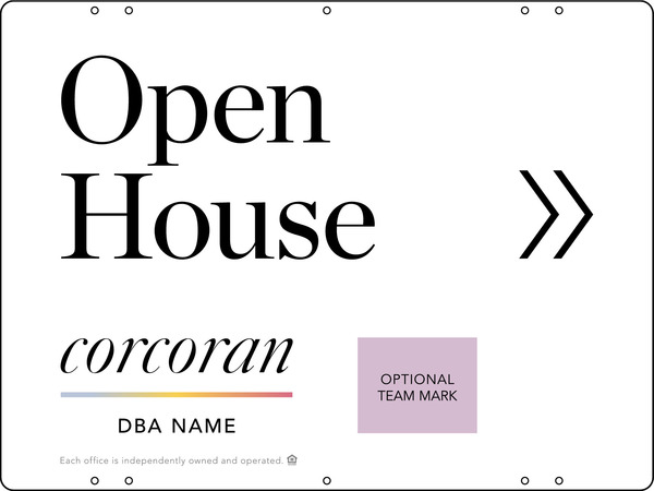 Directional Office Open House W/ Team Logo Sign Panel, 18"H X 24"W, Steel