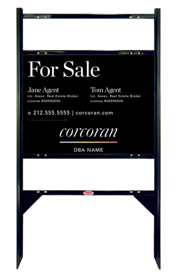 Angle Iron Frame W/ 2 Rider Inserts And Two Agent Name Sign Panel Unit, 18"H X 24"W, 3mm Aluminum Composite