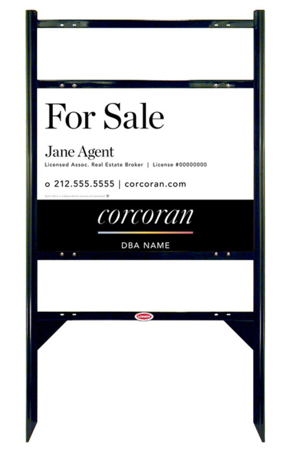 Angle Iron Frame W/ 2 Rider Inserts And Agent Name Sign Panel Unit, 18"H X 24"W, Steel