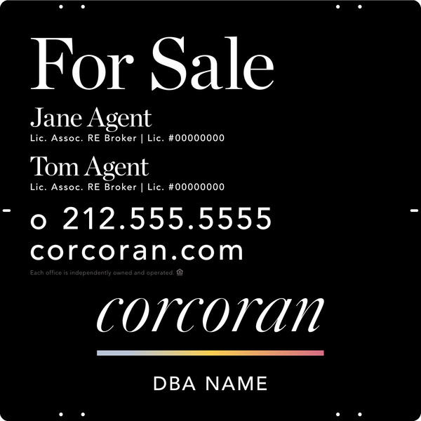 Two Agent Name Sign Panel, 24"H X 24"W, .040 Alumium