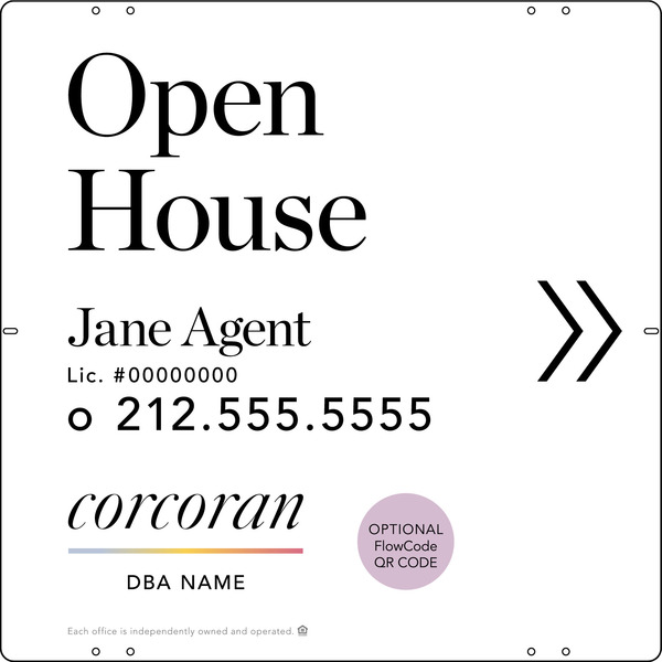 Directional Agent Open House W/ Qr Flowcode Sign Panel, 24"H X 24"W, Steel