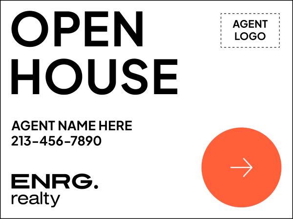 Directional Agent Open House Sign Panel, 18"H X 24"W, 4mm Corrugated