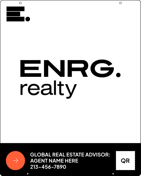 Agent Name & Qr Code Hanging Sign Panel, 30"H X 24"W, 3mm Aluminum Composite