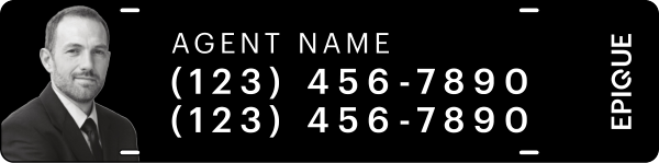 Epique Realty Agent Name w/ Photo & 2 Phone Numbers Sign Rider, 6"h x 24"w, Steel