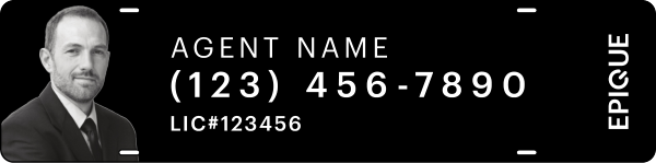 Epique Realty Agent Name w/ Photo & License Number Sign Rider, 6"h x 24"w, Steel