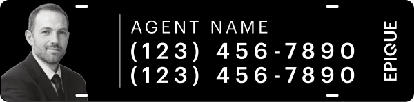 Epique Realty Agent Name w/ Photo & 2 Phone Numbers Sign Rider, 6"h x 24"w, Steel